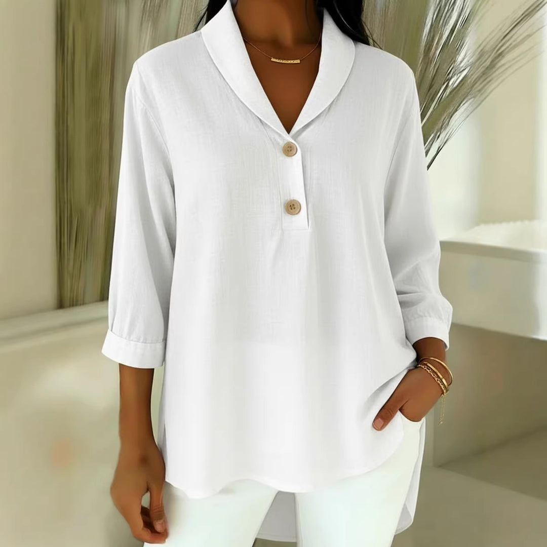 Damen Elegantes Hemd mit modernem Kragen und Knopfdetails R&B