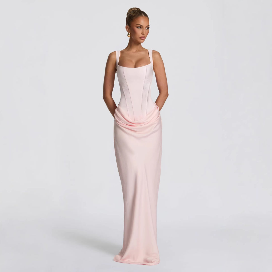 Damen Elegantes Maxikleid mit figurbetonendem Schnitt und raffiniertem Faltenwurf R&B