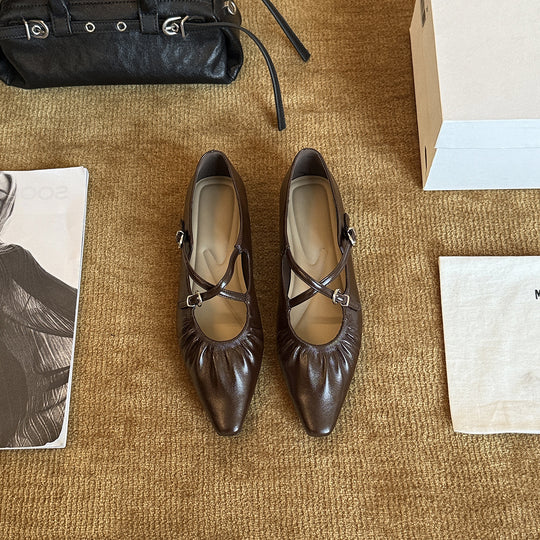 Damen Elegante Slingback-Ballerinas mit verstellbarem Riemen und punktiertem Design R&B