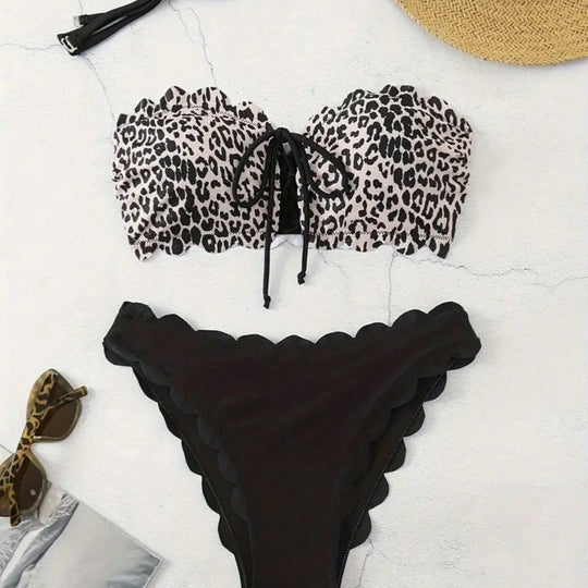 Damen Bikini-Set mit skulpturalem Design und modischem Animal-Print R&B