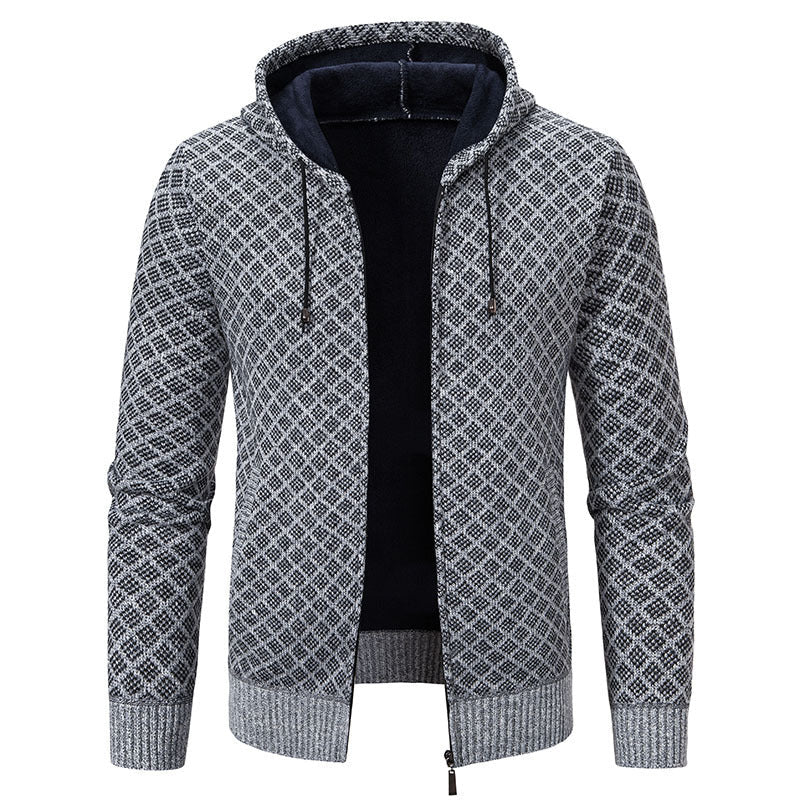 Herren stylische Jacke mit modernem Wabenmuster und Kapuze R&B