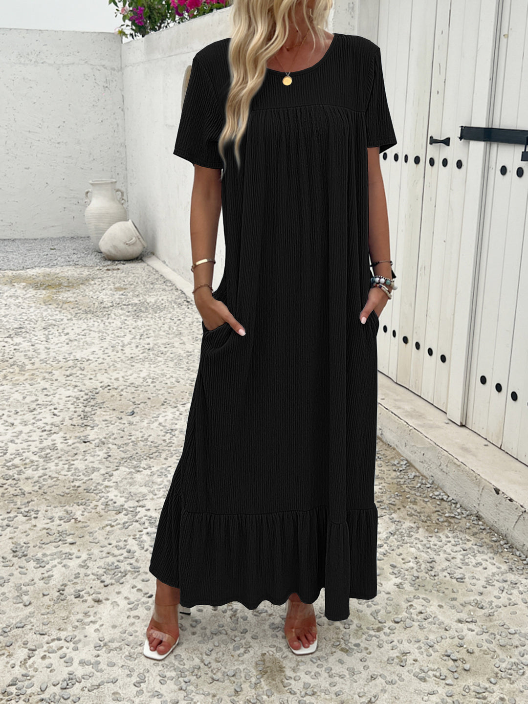 Damen Maxi-Kleid mit praktischem Taschen-Design R&B