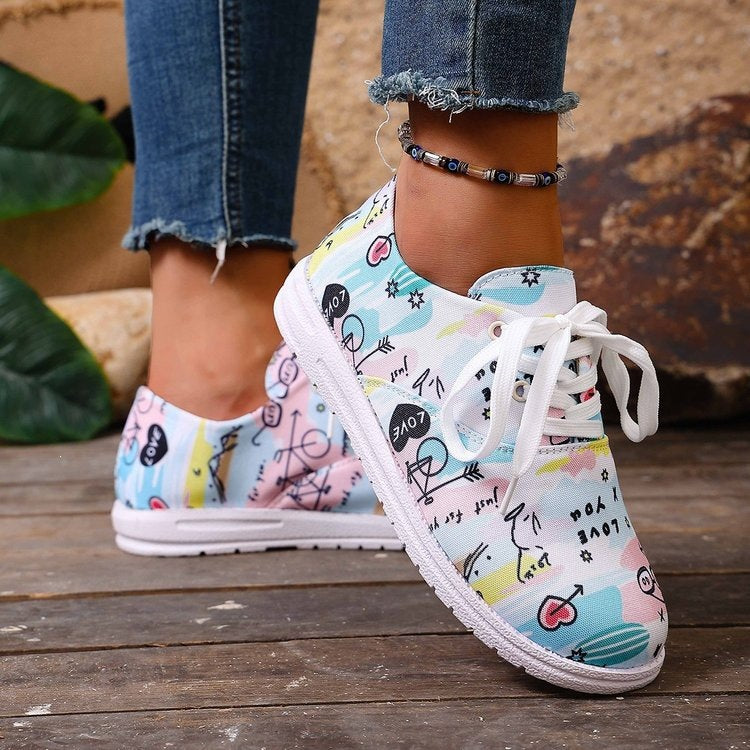 Damen Sportliche Sneakers mit kreativem Druckmotiv R&B