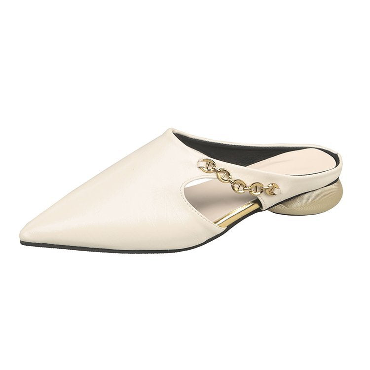 Damen elegante Mules mit modischem Kettenakzent R&B