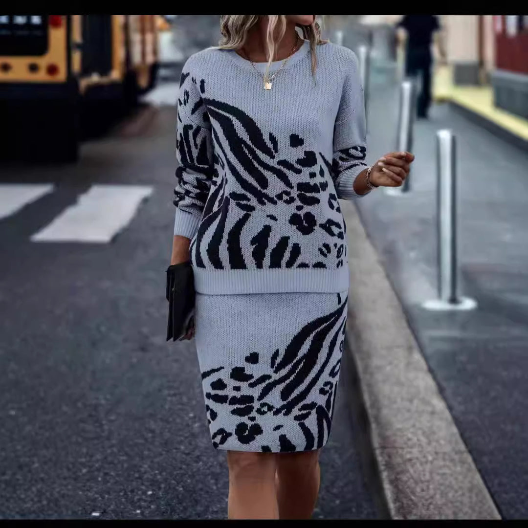 Damen Strickkleid im Leopardenmuster R&B