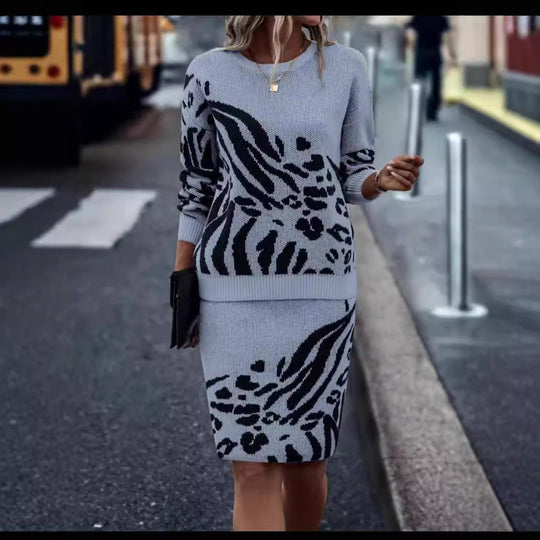 Damen Strickkleid im Leopardenmuster R&B
