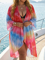 Damen transparenter Strandkimono mit trendigem Ombre-Design R&B