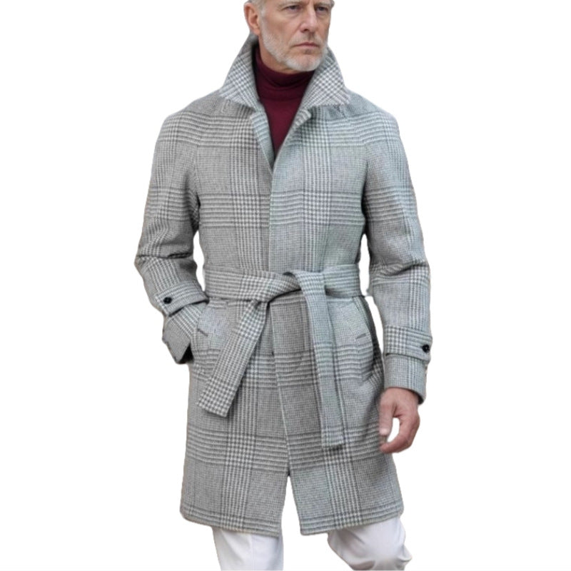 Herren klassischer karierter Wollmantel R&B