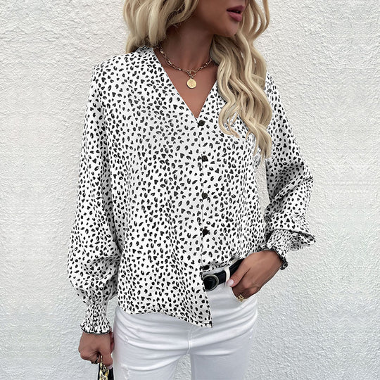 Damen Bluse mit modernem Punktedesign und elastischen Ärmeln R&B
