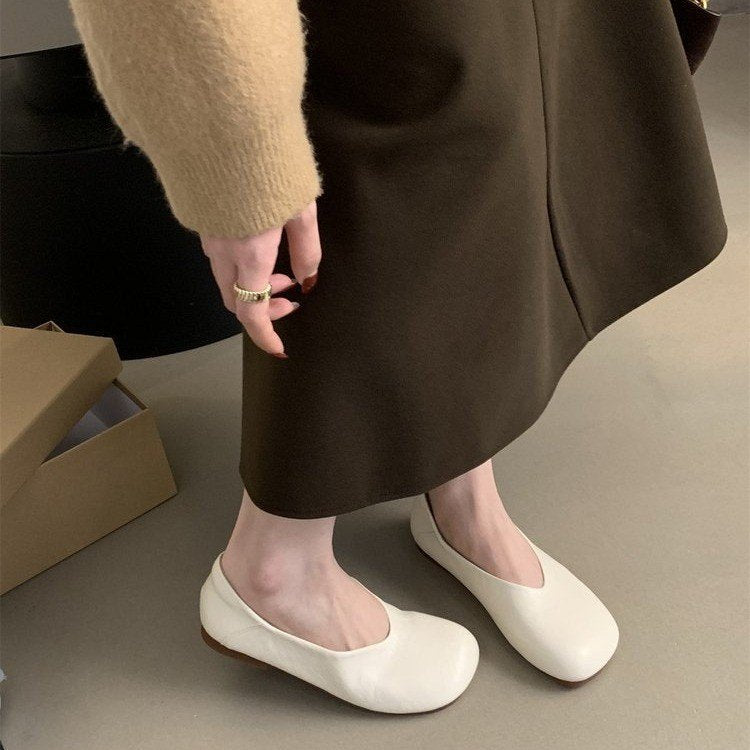 Damen Ballerina-Pantoletten mit weichem Leder und bequemem Fußbett R&B