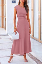 Damen Maxikleid mit Raffinierten Raffungselementen und Elegantem Schnitt R&B