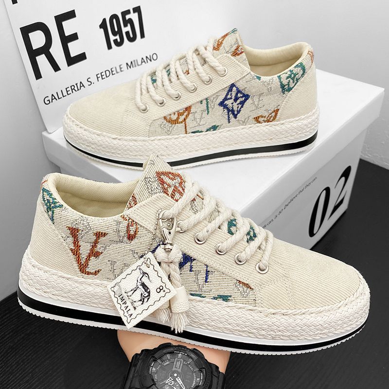 Damen Baumwoll Sneakers mit modernem Design und Jute-Details R&B