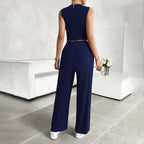 Damen Freizeit-Set mit tailliertem Top und weitem Hose R&B