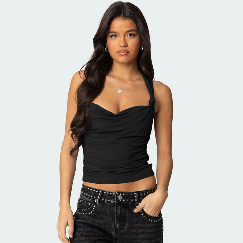 Damen modisches Top mit Knoten-Detail und Raffungen R&B