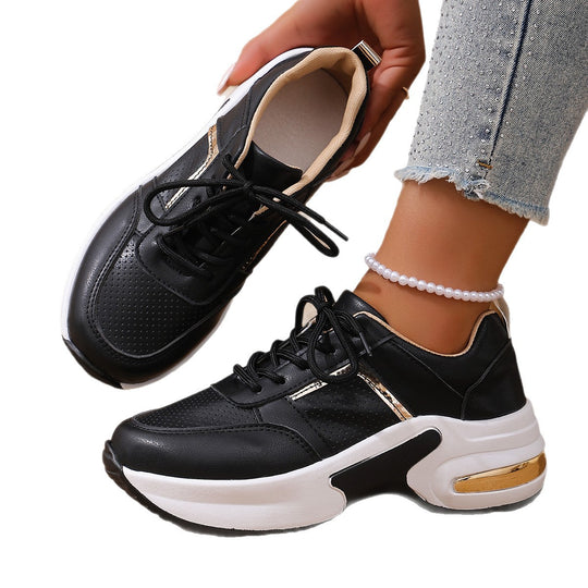 Damen modische Sneakers mit atmungsaktivem Obermaterial und stilvollem Metallic-Detail R&B