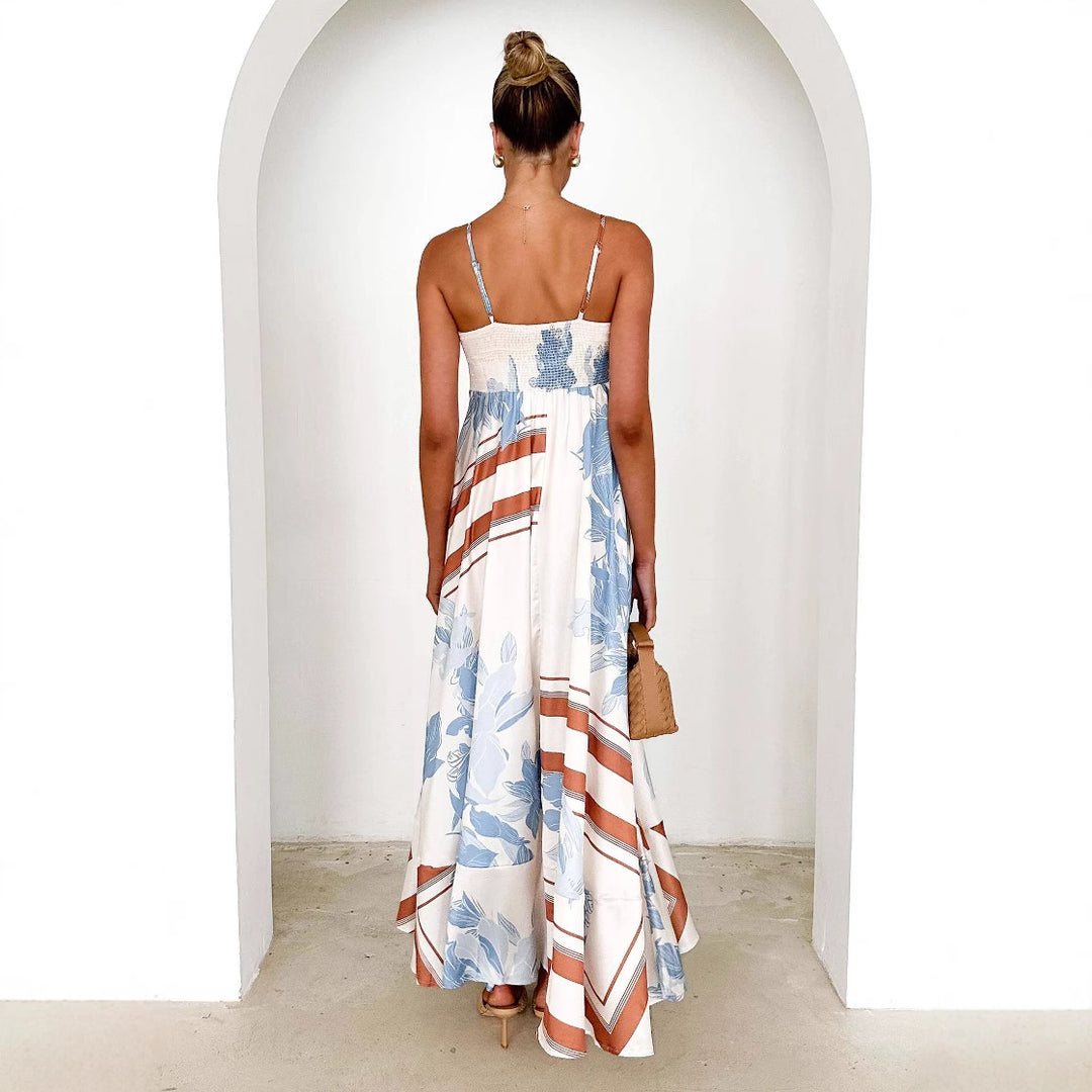 Damen Maxikleid mit verspieltem Blumendesign und ausgeschnittenen Details R&B