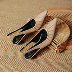 Damen Slingback-Pumps mit feinem Falten-Design