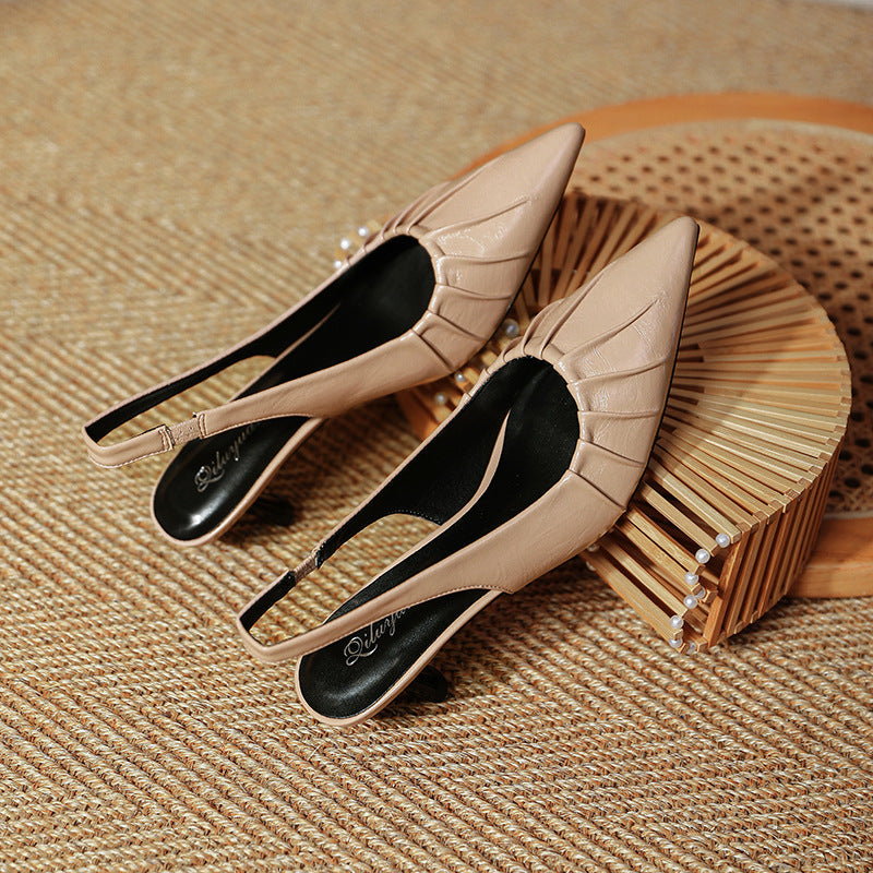 Damen Slingback-Pumps mit feinem Falten-Design