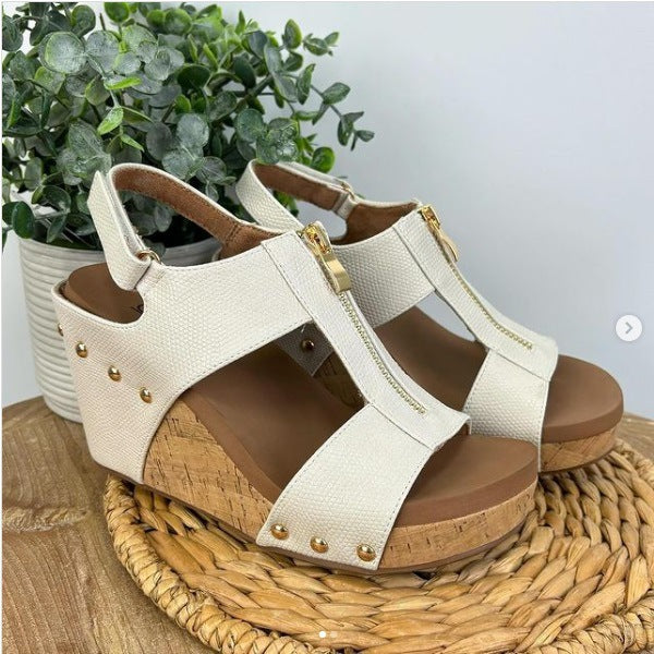Damen Wedge-Sandalen mit praktischem Reißverschluss und hochwertigem Kork-Design R&B