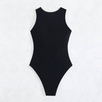 Damen Einteiliger Badeanzug mit tiefem V-Ausschnitt und figurformendem Design