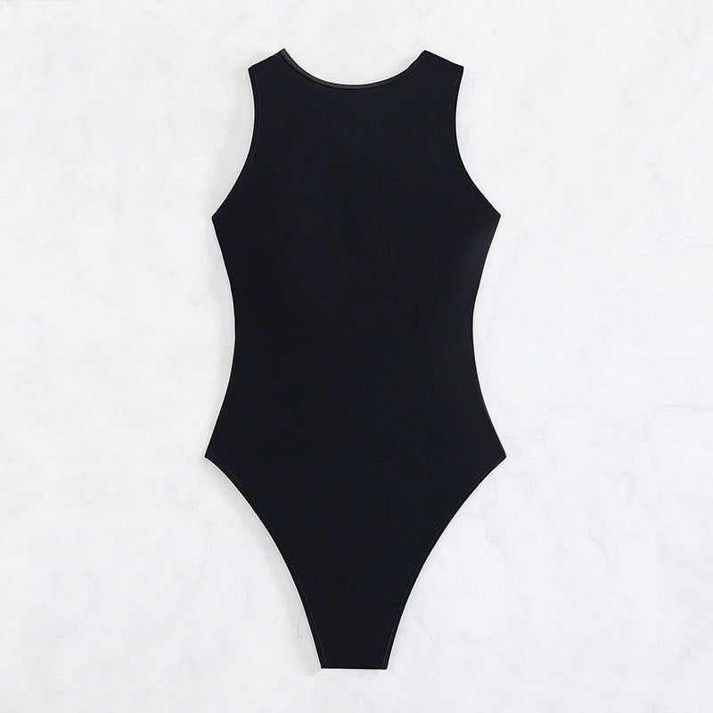 Damen Einteiliger Badeanzug mit tiefem V-Ausschnitt und figurformendem Design