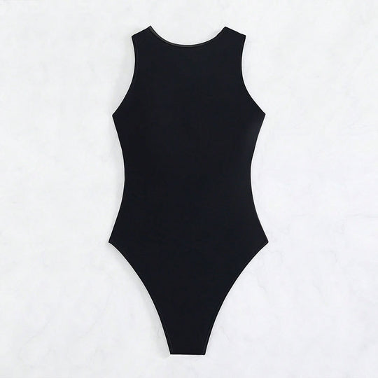 Damen Einteiliger Badeanzug mit tiefem V-Ausschnitt und figurformendem Design R&B