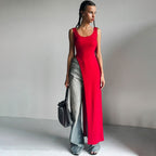 Damen Langarm Maxikleid mit hohem Schlitz R&B