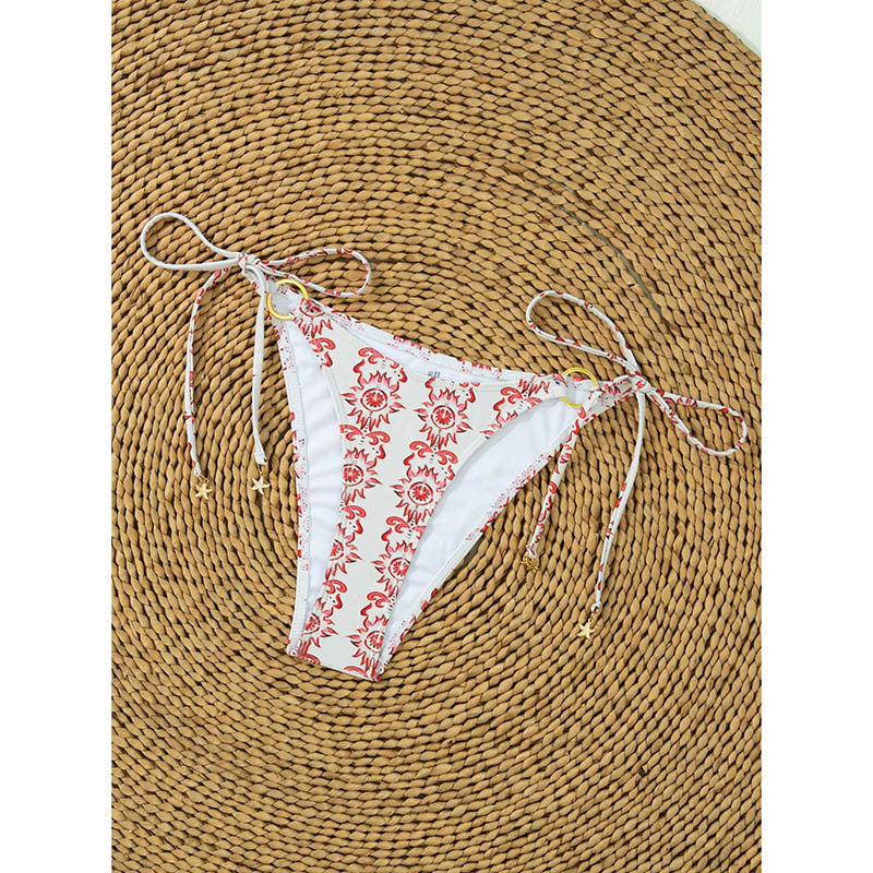 Damen Triangel-Bikini mit Goldring-Details und seitlichen BindR&Bändern R&B