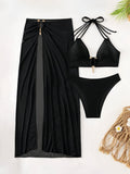 Damen Triangel-Bikini-Set mit eleganter Rock-Überwurf R&B
