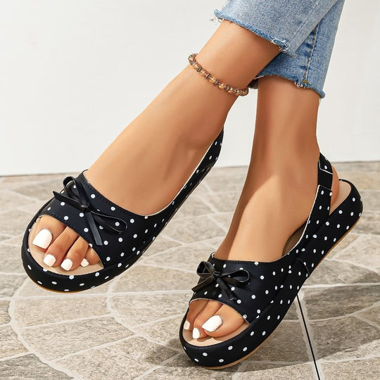Damen Offene Ballerinas mit dekorativem Schleifendetail R&B
