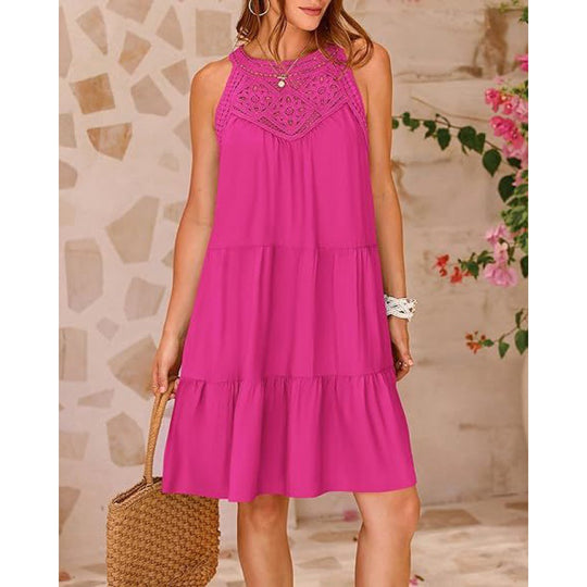 Damen Sommerkleid mit romantischen Häkel-Applikationen R&B
