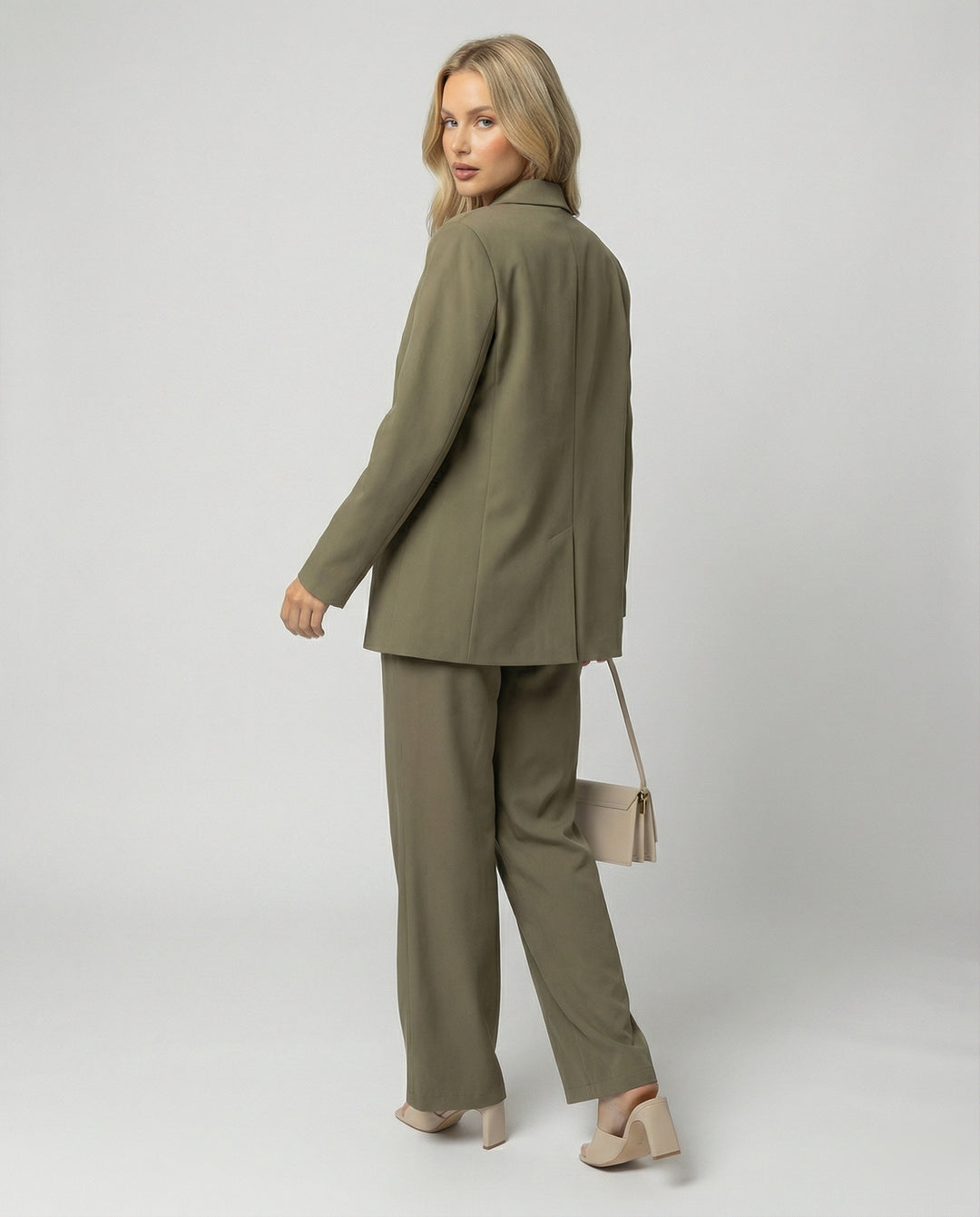 Damen elegantes Anzug-Set mit weitem Hosenbein und modernem Blazer R&B