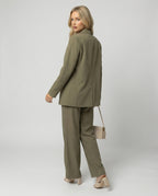 Damen elegantes Anzug-Set mit weitem Hosenbein und modernem Blazer
