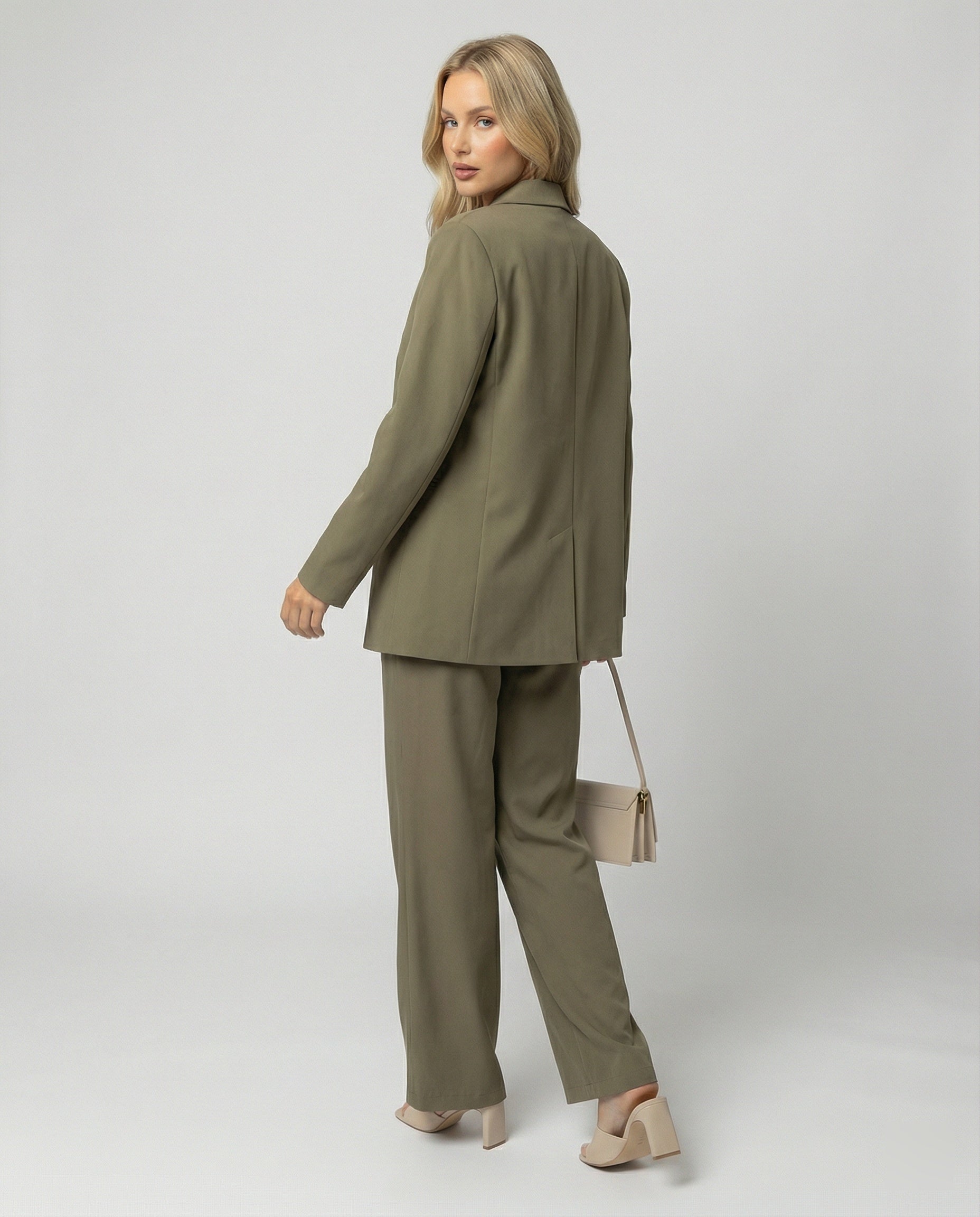Damen elegantes Anzug-Set mit weitem Hosenbein und modernem Blazer