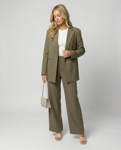 Damen elegantes Anzug-Set mit weitem Hosenbein und modernem Blazer R&B