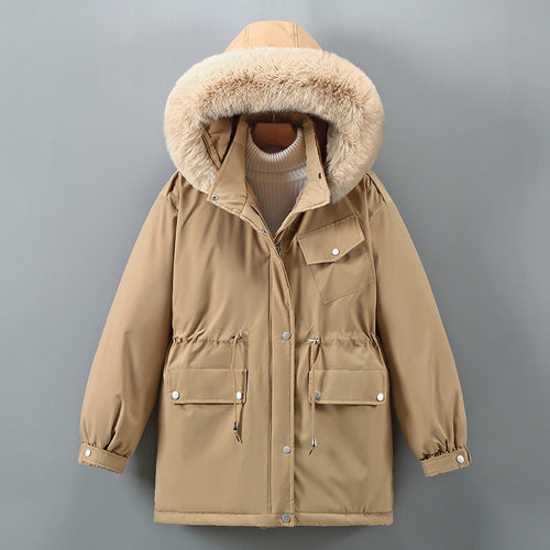Damen Isolierte Winterjacke mit abnehmbarem Kunstpelzkragen und großzügigen Taschen R&B