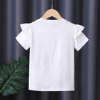 Mädchen T-Shirt mit dekorativem Rüschendesign und kunstvollem Schleifenmotiv R&B