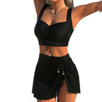 Damen Bikini-Set mit regulierbarem Rock und eleganten Rüschendetails R&B