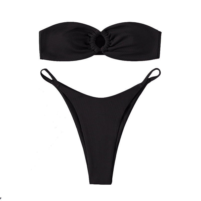 Damen Bandeau-Bikini mit Ringdetails R&B