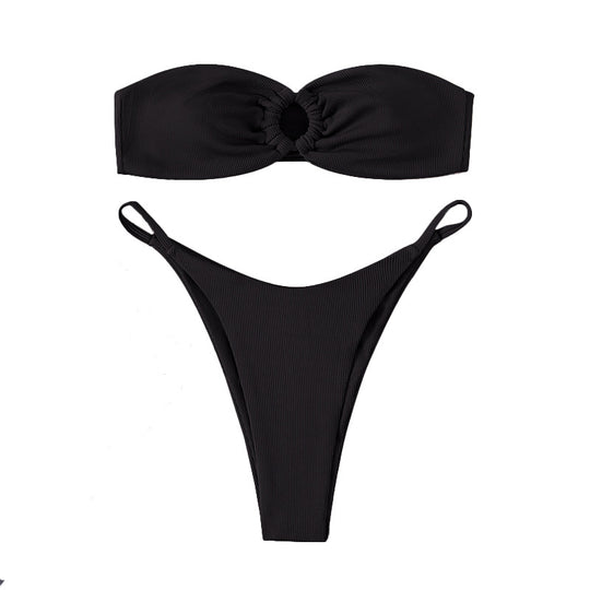 Damen Bandeau-Bikini mit Ringdetails R&B