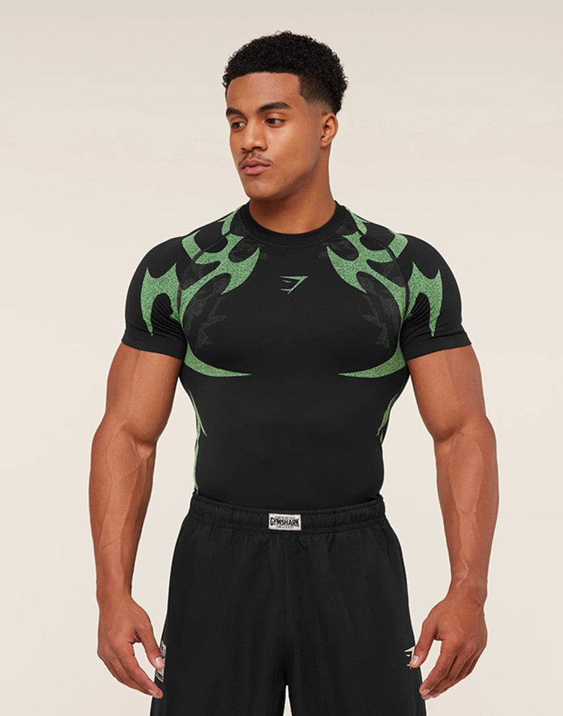 Herren nan nahtloses formgebendes Funktionsshirt mit Kompressionseffekt und ergonomischen Muskelzonen R&B