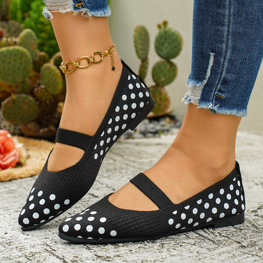Damen Ballerinas mit punktiertem Design und elastischem Fesselriemen R&B