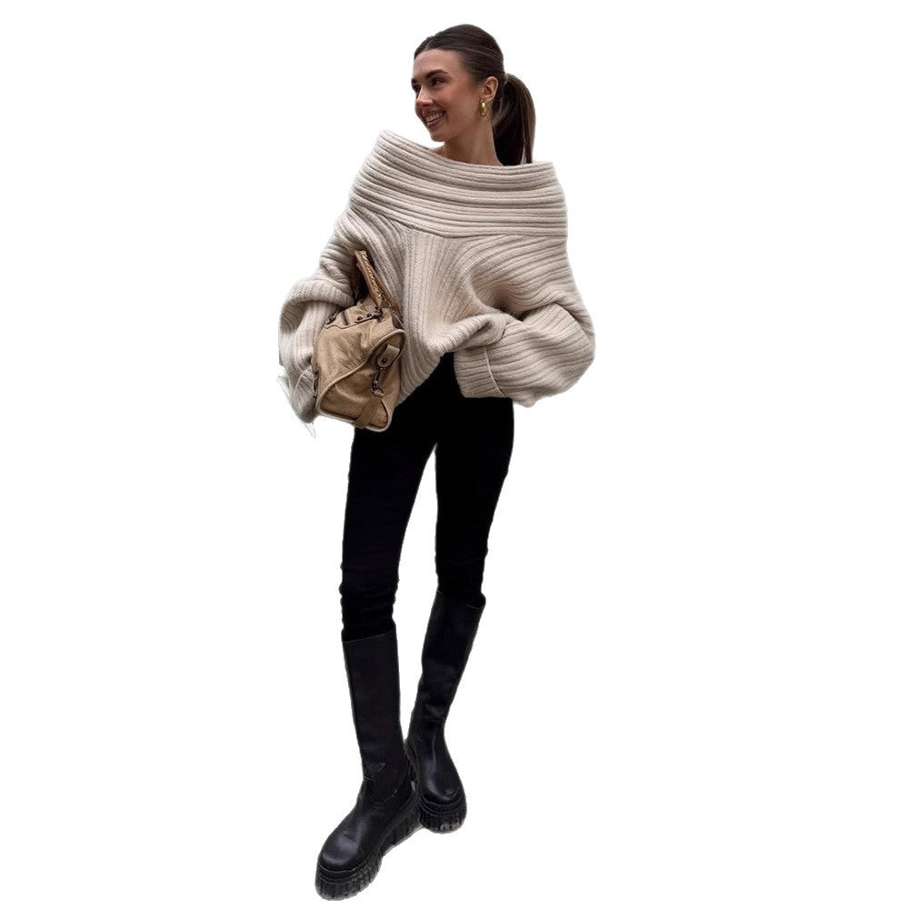 Damen Oversized Strickpullover mit lässigem Schnitt und voluminösen Ärmeln R&B