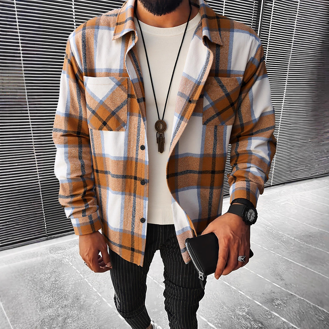 Herren Karierte Flanell Hemdjacke R&B