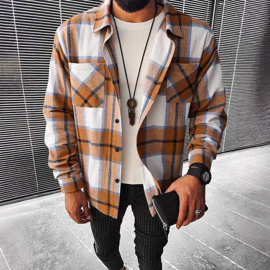 Herren Karierte Flanell Hemdjacke R&B