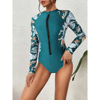 Damen Surfanzug mit floralem Farbdesign und sportlichem Reißverschluss R&B