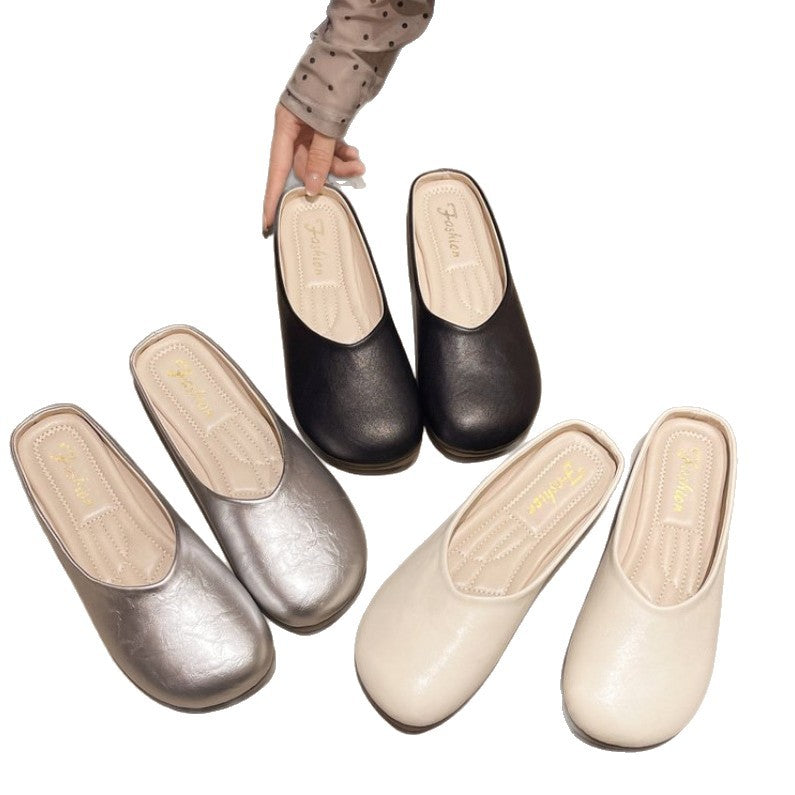Damen modische Mules mit glänzendem Obermaterial R&B