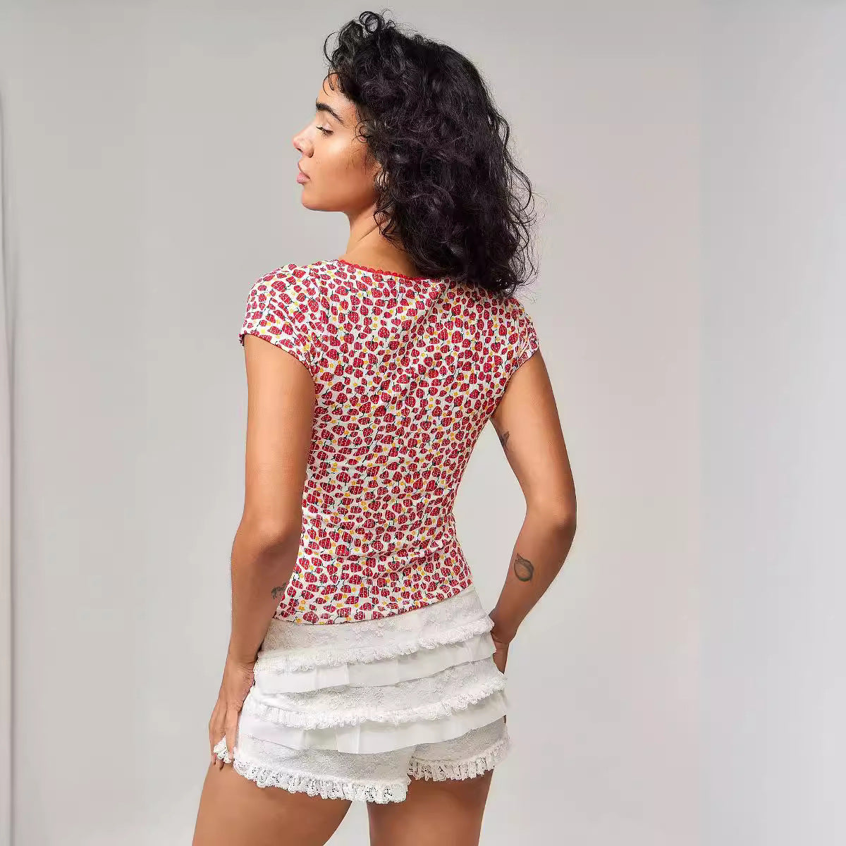 Damen Rüschen-Shorts mit elastischem Bund und verspieltem Design R&B