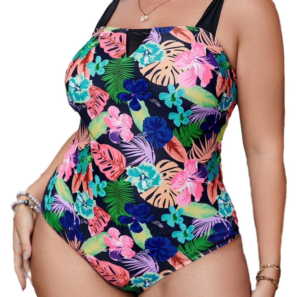 Damen Einteiliger Badeanzug mit floralen Akzenten R&B