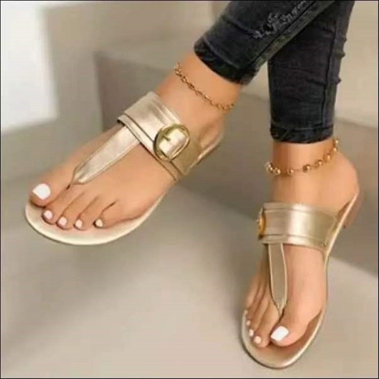 Damen Stilvolle Zehentrenner-Sandalen mit modischem Schnallen-Detail R&B